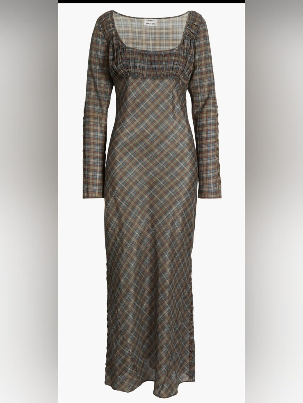 Damson Madder Marissa Sheer Plaid Maxi Dress